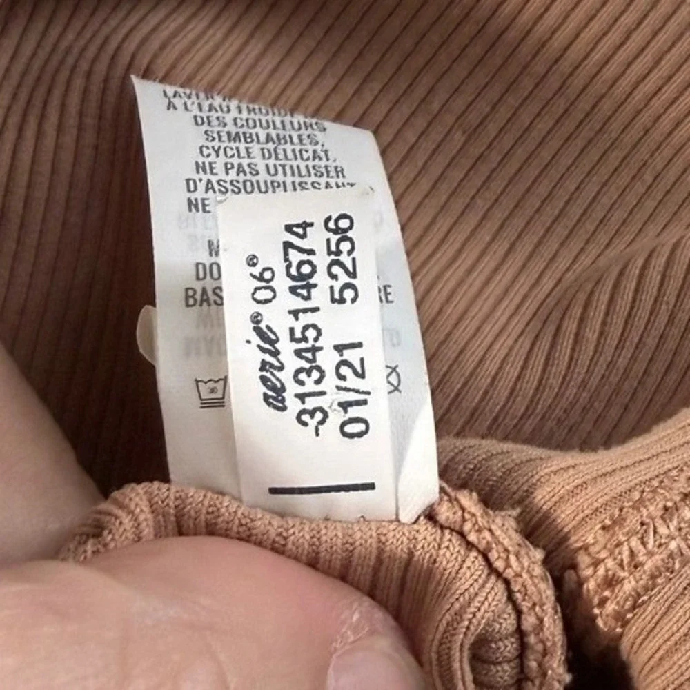 OFFLINE by Aerie Ribbed‎ High Waisted Biker Shorts Tan Brown M 3134514674 - Picture 7 of 9